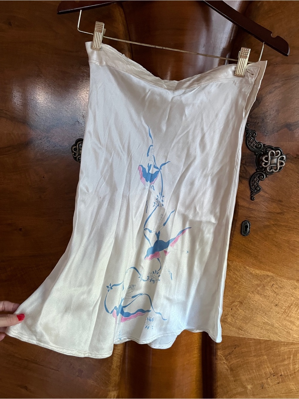 1940s Hand Painted Slip Skirt